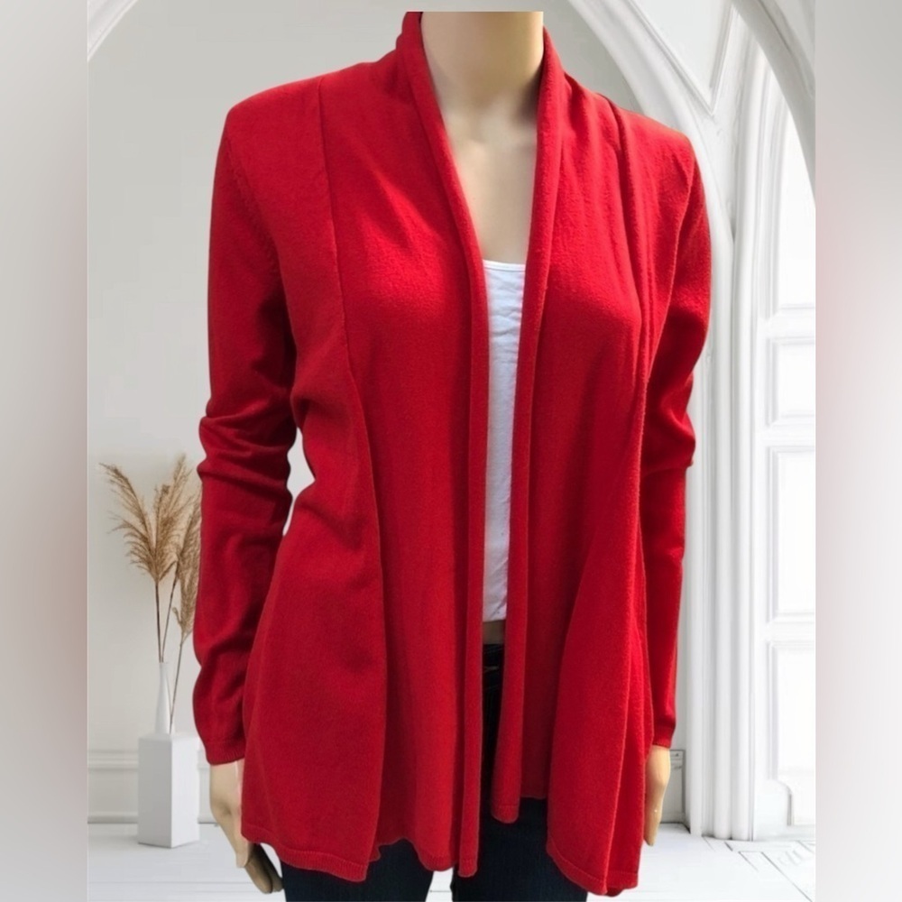 Zara Open Red Knit Women Cardigan Hollidays Christmas Size Large